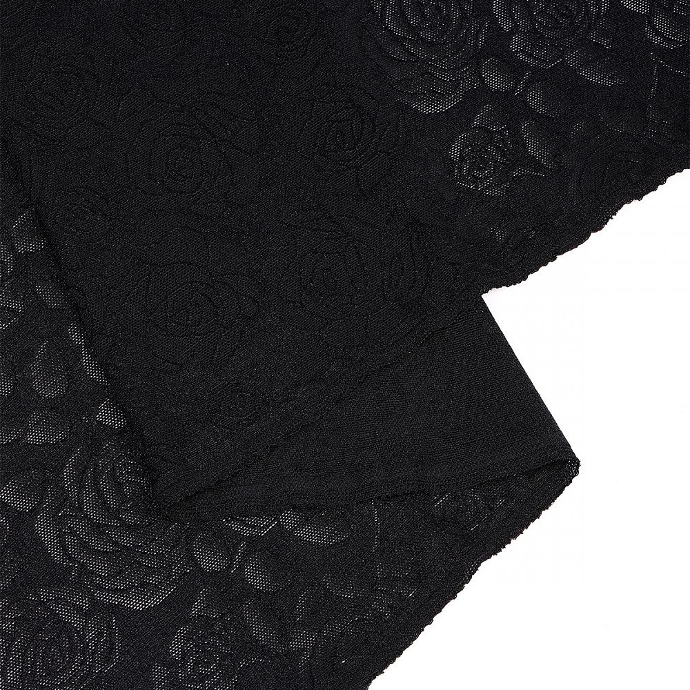 Сетка бельевая эластичная 155 г/м², шир.120 см / 1 метр, жаккард, цв.черный /OLG017/1/