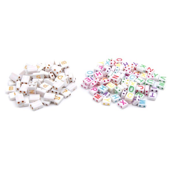 Бусины пластик набор Ассорти алфавит английские буквы плоские 2 прокола, 2х20гр Astra&Craft, CN2038-6583