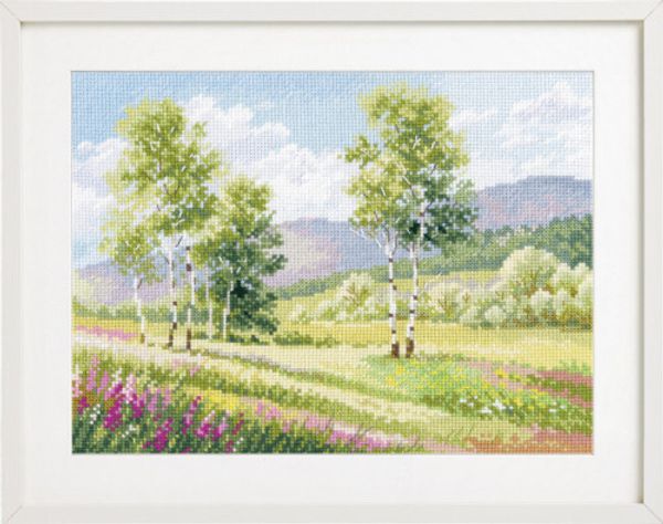 Набор для вышивания нитками Алиса, Родные просторы. Березки 23х17 см