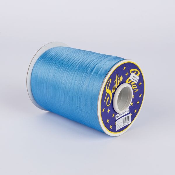 Косая бейка атласная 15 мм / 132±1 метра, В111 т. голубой, NGK-15P