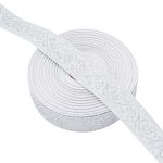 Лента (тесьма) жаккардовая 32.0 мм / 25±1 метров, с метанитом рис. 9819, белый/серебро, С3104Г17