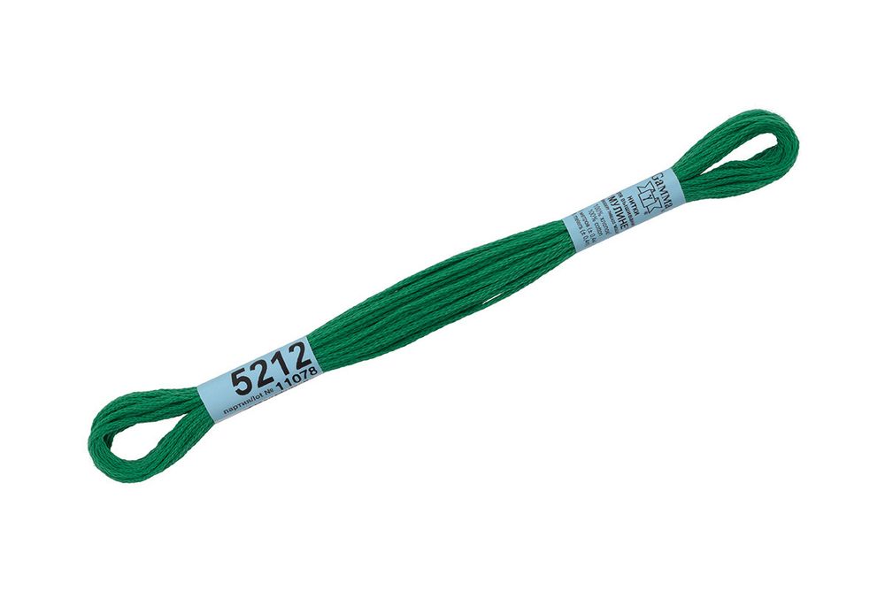 Мулине Gamma 100% хлопок, цв.5212 т.зеленый, 24 мотка по 8 метров