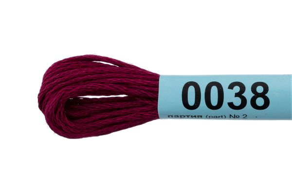 Мулине Gamma 100% хлопок, цв.0038 вишневый, 24 мотка по 8 метров
