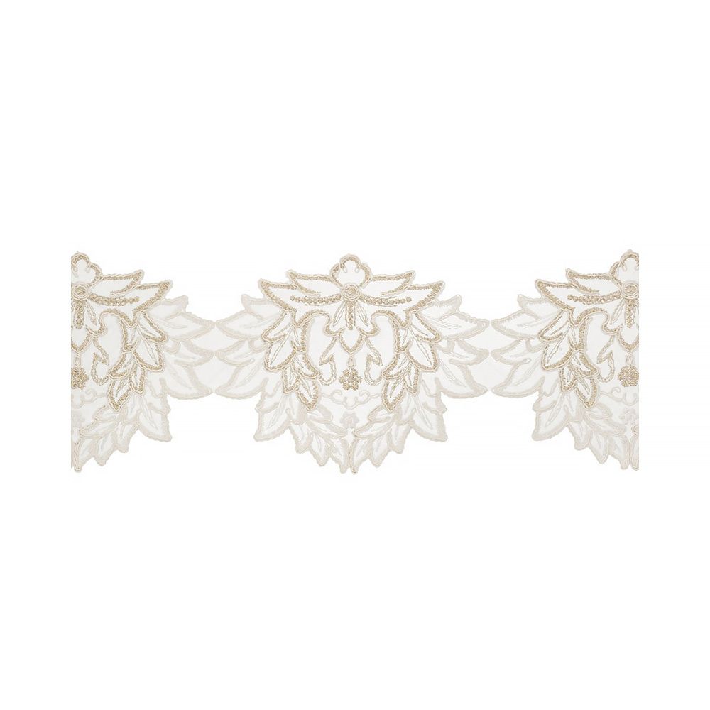 Кружево на сетке широкое 135 мм / 11 м, кремовый, Gamma GFLM-24134