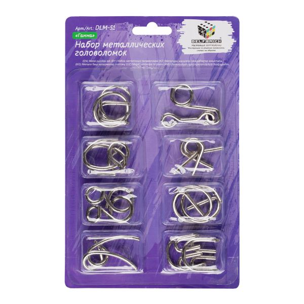 Набор металлических головоломок, 1 шт, Гамма 17 элемент, Delfbrick DLM-51