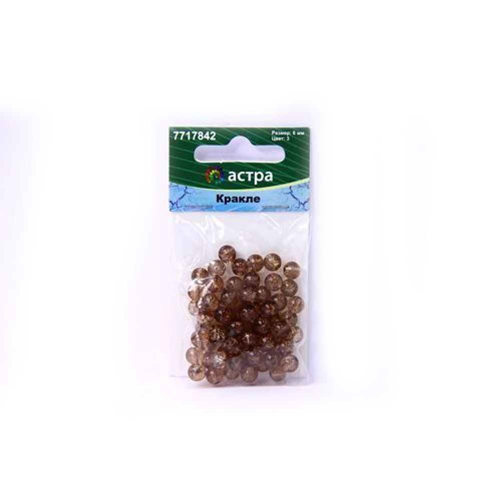 Бусины стекло ⌀6 мм, кракле, 65 шт, Astra&amp;Craft, 3