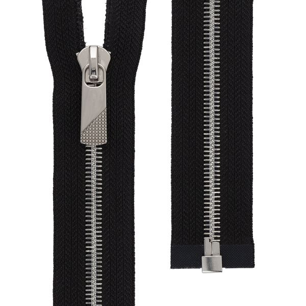 Молния металл Т8 (8 мм) 1 зам., разъем., 70 см, декор, серебро, черный, KAP-8 Gamma, 5 шт