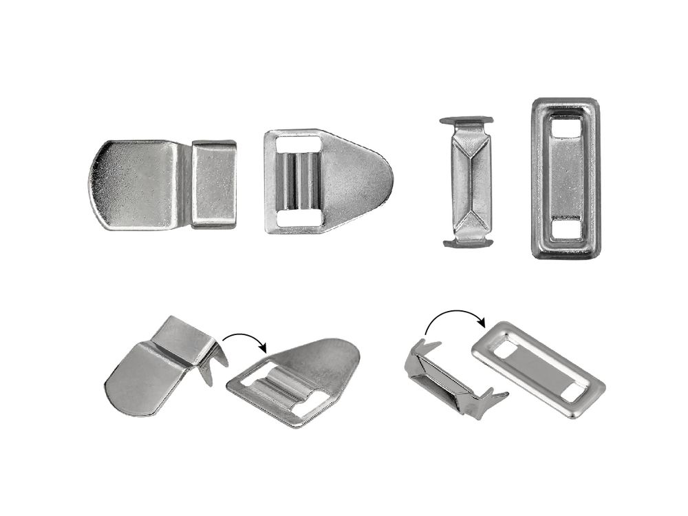 Крючки брючные (юбочные) BRF10-205 металл 10 мм, установочные, никель, 4 шипа, 1 000 комплектов, Брючникофф