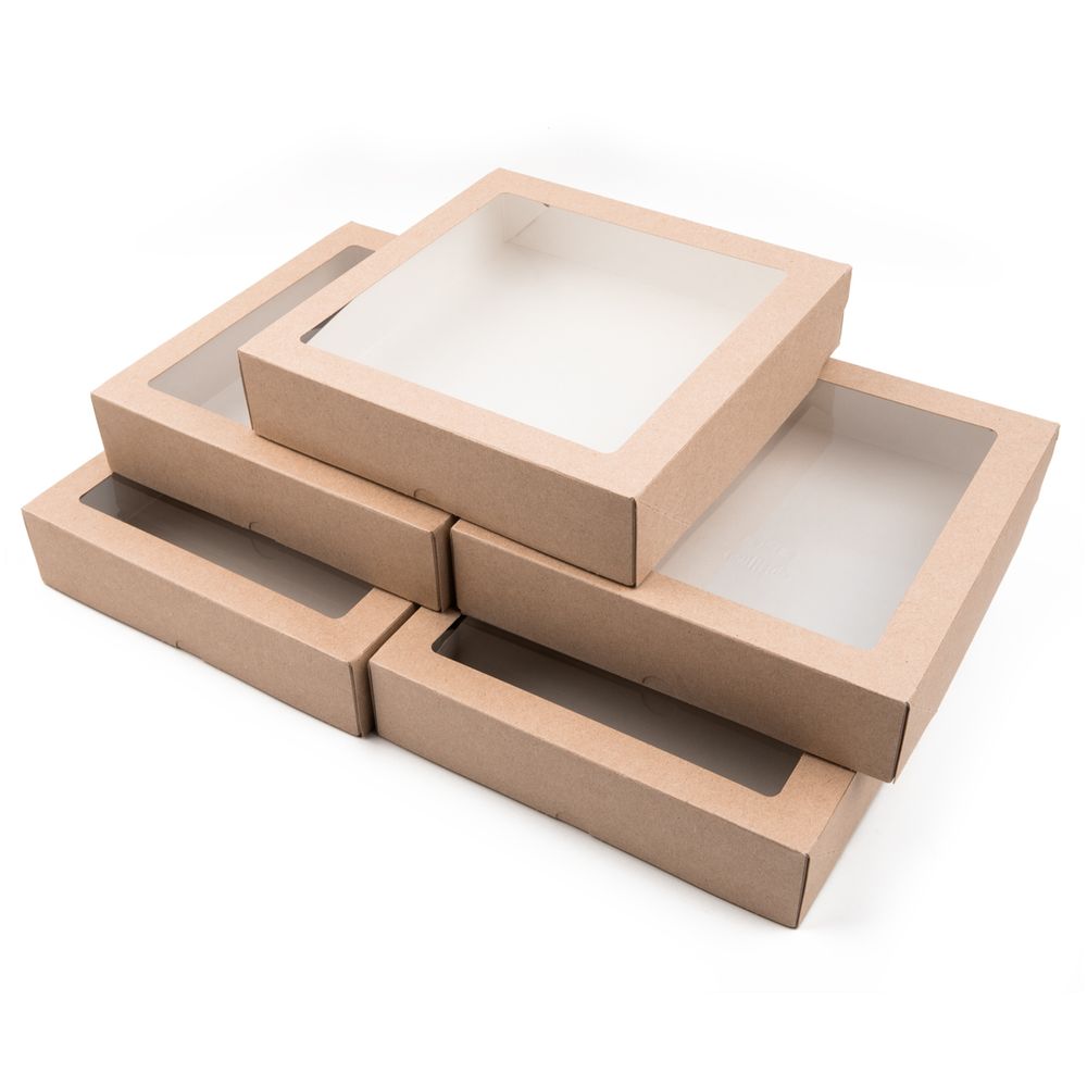 Коробка универсальная с окном 20х20х4.5 см, 5 шт, S-Chief BFC-037