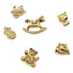 Украшения декоративные пуговицы Игрушки-зверюшки, AG/золото, 24 шт