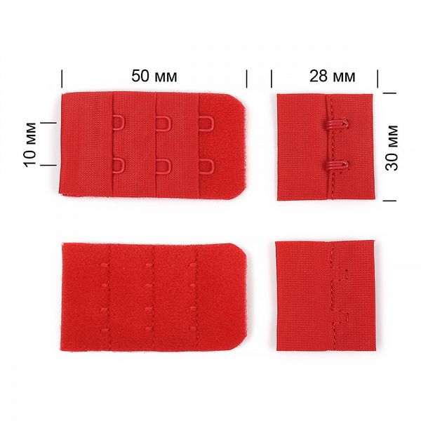 Застежки для бюстгальтера текстильные 3х2, 30 мм, 100 шт, SD163 красный, M09768