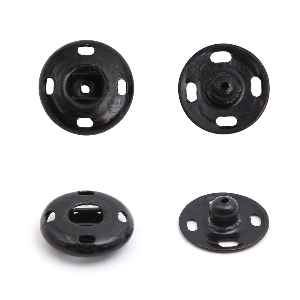 Кнопка пришивная металл ⌀15.0 мм, сталь, черные, 4 шт, Pony