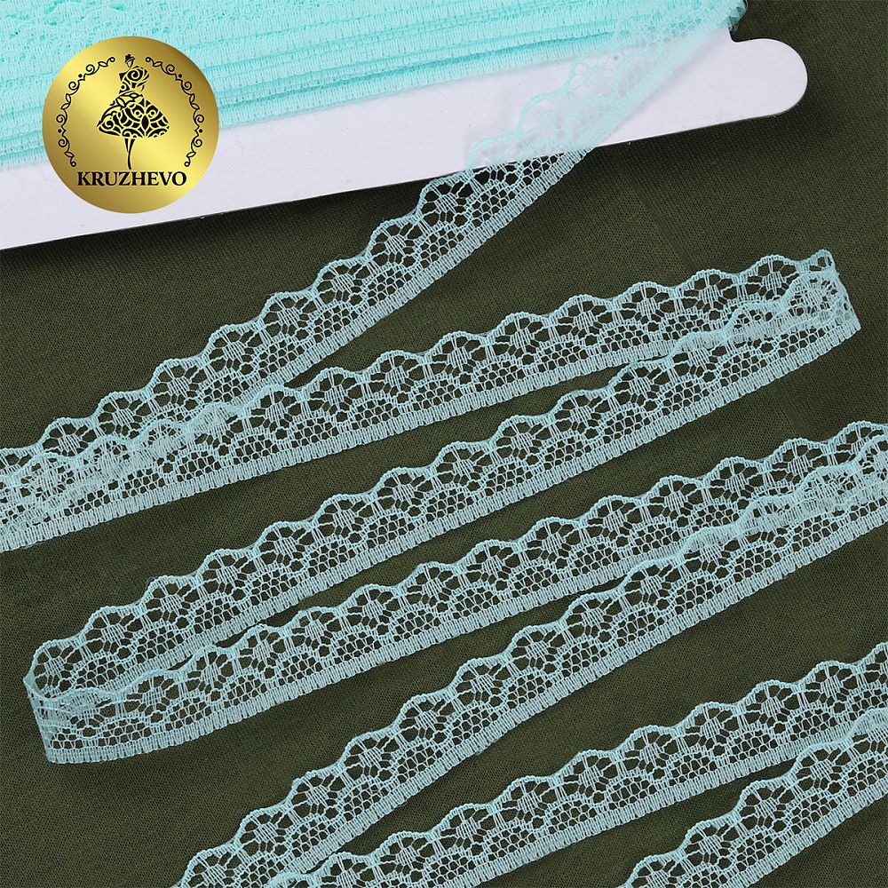 Кружево отделочное в стиле "трикотаж" 12 мм диз. 276, цв.08 мята, уп. 27,4 м