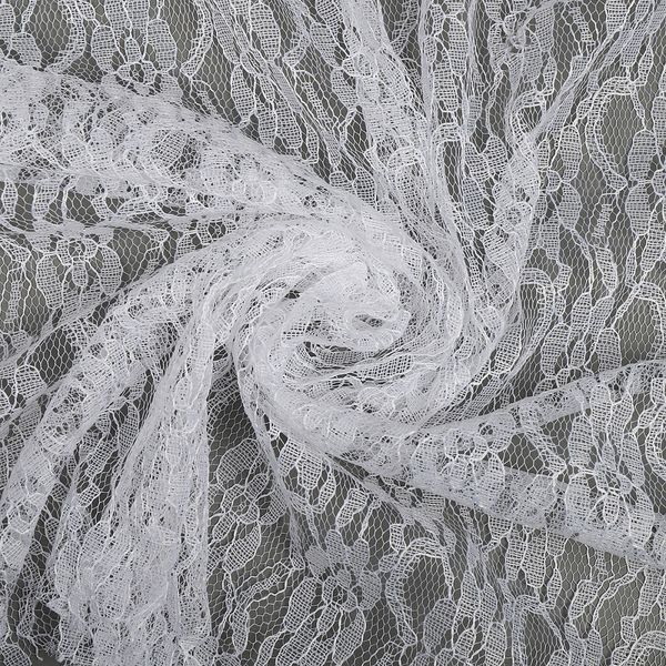 Ткань кружевная гипюр 35 г/м², 150 см / 45 метров, TBY.M0187.01, цв.белый