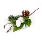 Веточка декоративная хвойная с шишкой и ягодами 34 см, 3 шт, 01, Blumentag