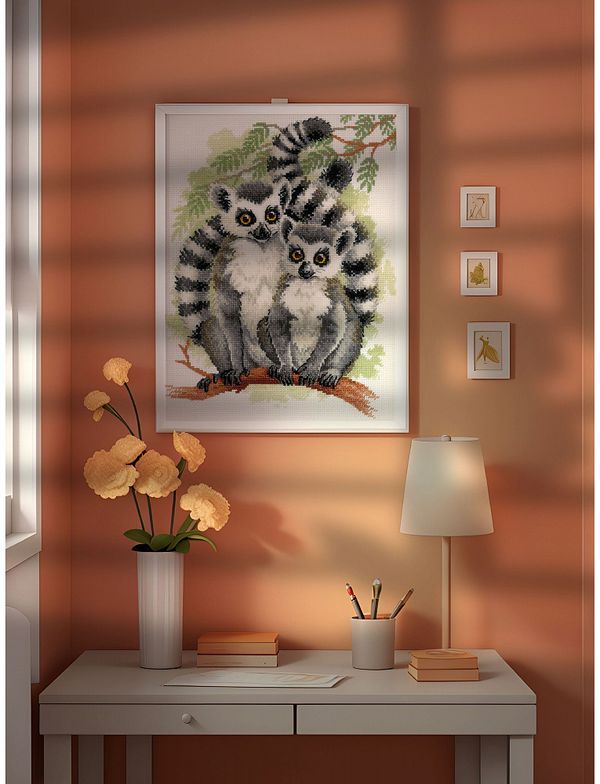 Набор для вышивания нитками Риолис 2196, Лемур Лямур, 24х30 см