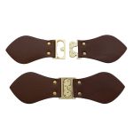 Фурнитура застежка для кардигана кожаная №2 коричневая 24см (золото), 2 шт