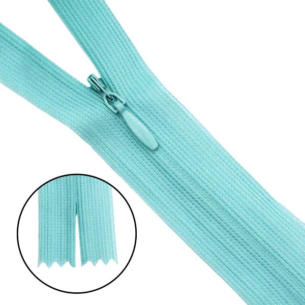 Молния потайная (скрытая) Т3 (3 мм) 1 зам., н/раз., 20 см, нейлон, F201 бирюзовый, 10 шт