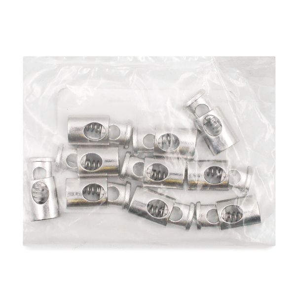 Фиксатор (зажим) для шнура металл 1 отв., 20х10 мм, (in ⌀4.5 мм), цв.серебро, 10 шт