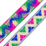 Лента (тесьма) жаккардовая 33.0 мм / 7 метров, белый/золото, 11825