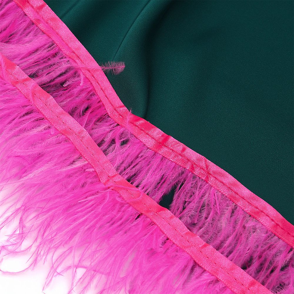 Перья на ленте Страус 8 см, FBY-08-021, цв. ярко-розовый, 2м