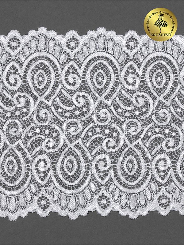 Кружево бельевое эластичное 180 мм / 3 м, L1351, цв.001 белый, Kruzhevo