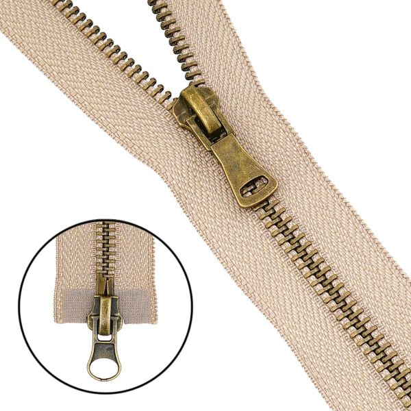 Молния металл Т5 (5 мм) 2 зам., разъем., 85 см, антик, 128 бежево-серый, 5 шт, 15785-3