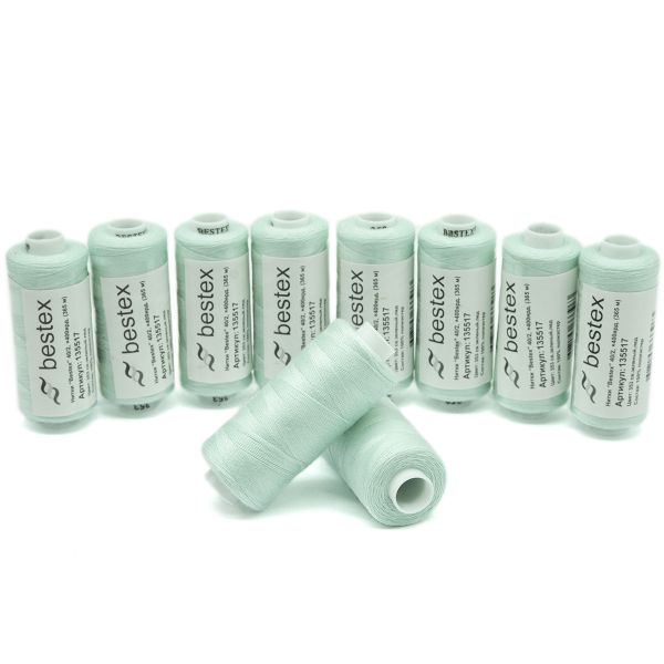 Нитки швейные бытовые Bestex 40/2, 365 м (400 ярд) / 10 кат., 353 светло-зеленый лед