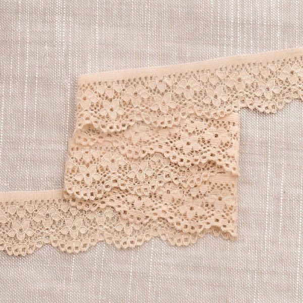 Кружево эластичное (стрейч) 25 мм / 50 метров, бежевый, К009.025