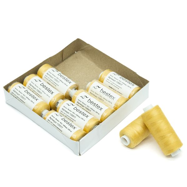 Нитки швейные бытовые Bestex 40/2, 365 м (400 ярд) / 10 кат., 011 соломенный