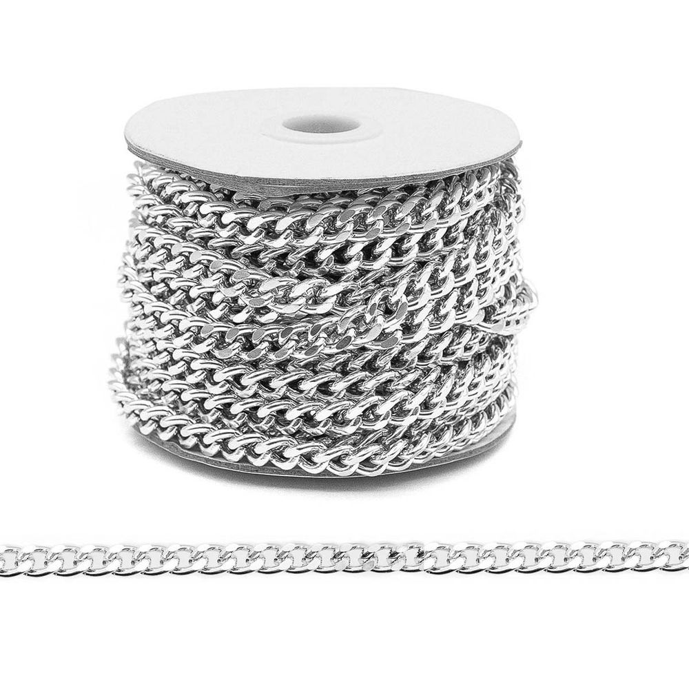 Цепь алюминиевая 9,2х7,2 мм, 10 м, никель