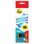 Карандаш акварельный в наборе заточенный 8х18 цв, Лео LNSWP-18