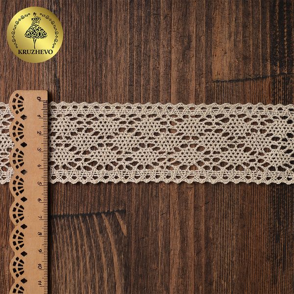 Кружево вязаное (тесьма) 40 мм, 6211 цв.01 молочный, 25м, Kruzhevo