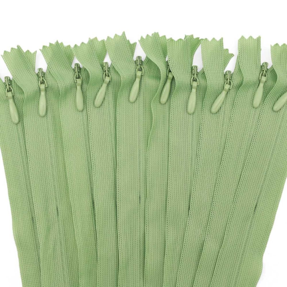 Молния потайная (скрытая) Т3 (3 мм) 1 зам., н/раз., 50 см, св.зеленый нейлон, 31311 / 50, 10 шт