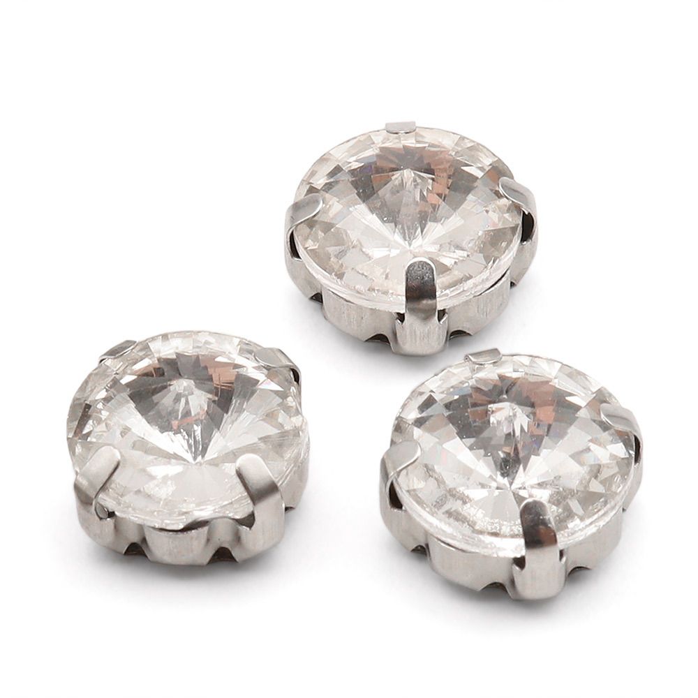 Хрустальные стразы в цапах круглой формы, белый 10 мм, 5 шт. Astra&Craft, РЦ001НН10