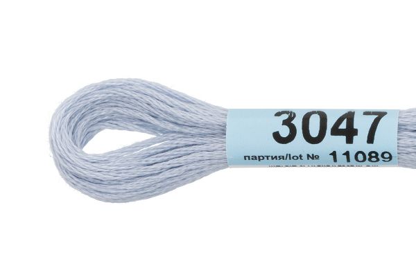 Мулине Gamma 100% хлопок, цв.3047 нежно голубой, 24 мотка по 8 метров