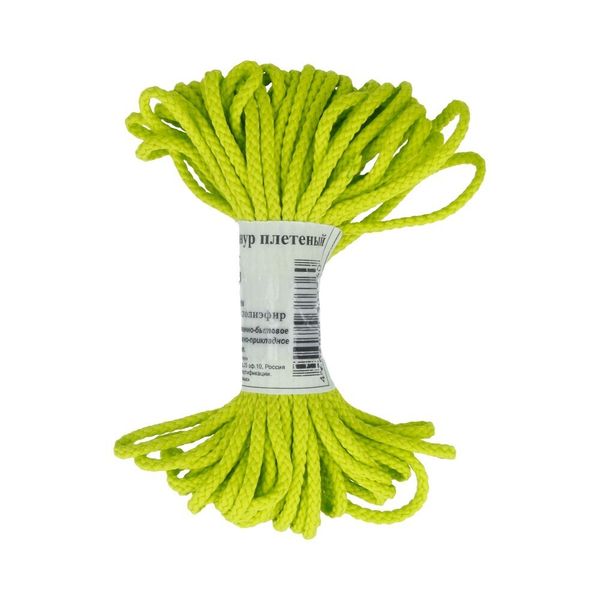 Шнур плетеный ⌀3.5-4 мм, 5х10 м, крупн. плетение, 123 салатовый, Gamma В-035