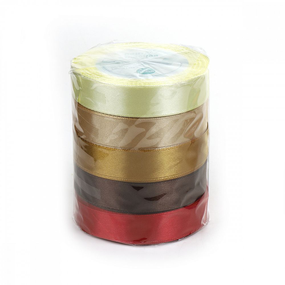 Лента атласная 1-сторонняя 20.0 мм / 5 шт по 22.5±1 метра, набор Шоколад, Magic4Hobby