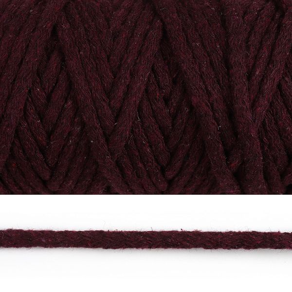 Шнур круглый х/б ⌀5.0 мм / 50 метров, 0360 виноградный