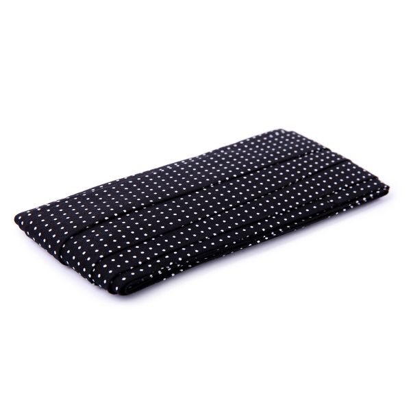 Косая бейка хлопковая 20 мм / 5 шт по 5.4 метра, №113P черный/белый горох, Gamma GBF-20