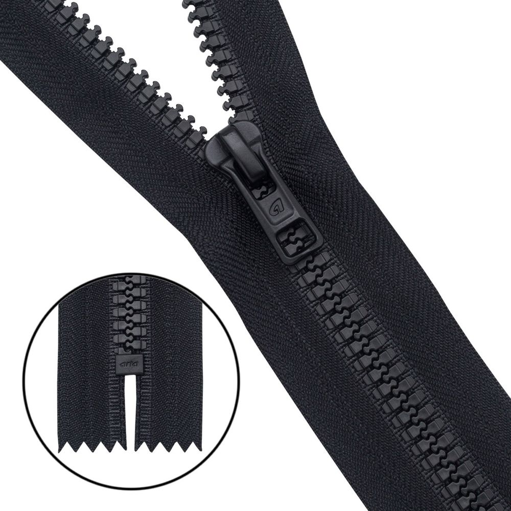 Молния трактор Arta Т6 (6 мм) 1 зам., н/раз., 16 см, (2075), A580 черный, НОВЫЙ МАТОВЫЙ ЗАМОК, уп.50 штук