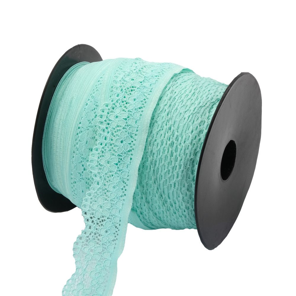 Кружево эластичное (стрейч) 25 мм / 50 метров, голубой, К009.025