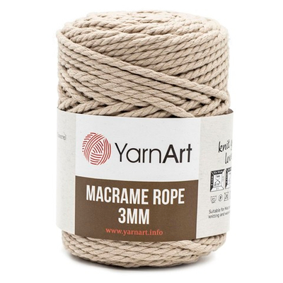 Пряжа YarnArt (ЯрнАрт) Macrame Rope 3мм / уп.4 мот. по 250 г, 63м, 753 бежевый
