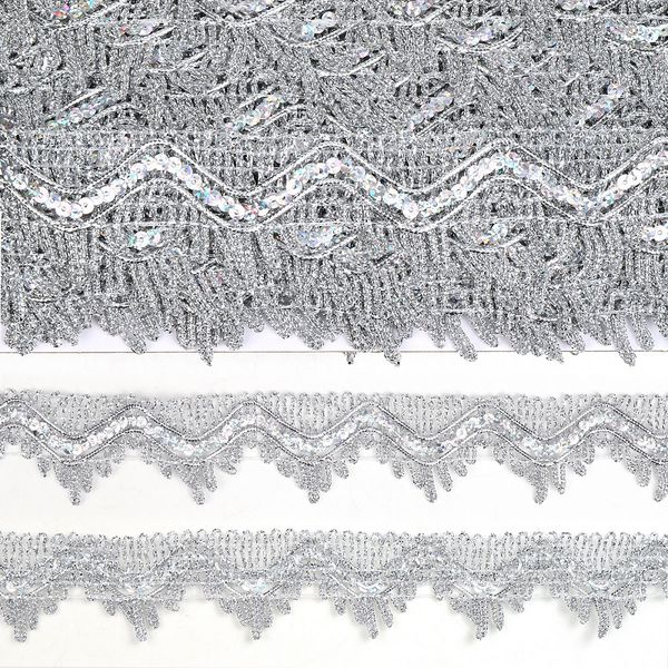 Тесьма отделочная 40 мм, 13-2265 цв.серебро уп.13.71м