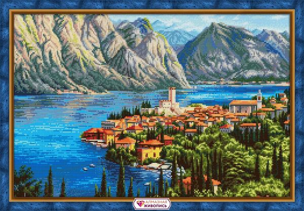 Алмазная (кристальная) мозаика Алмазная живопись, Город у моря, 60х40 см