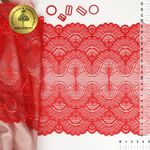 Кружево эластичное (стрейч) 8034 195мм цв.SD163 красный, 10 м, Kruzhevo