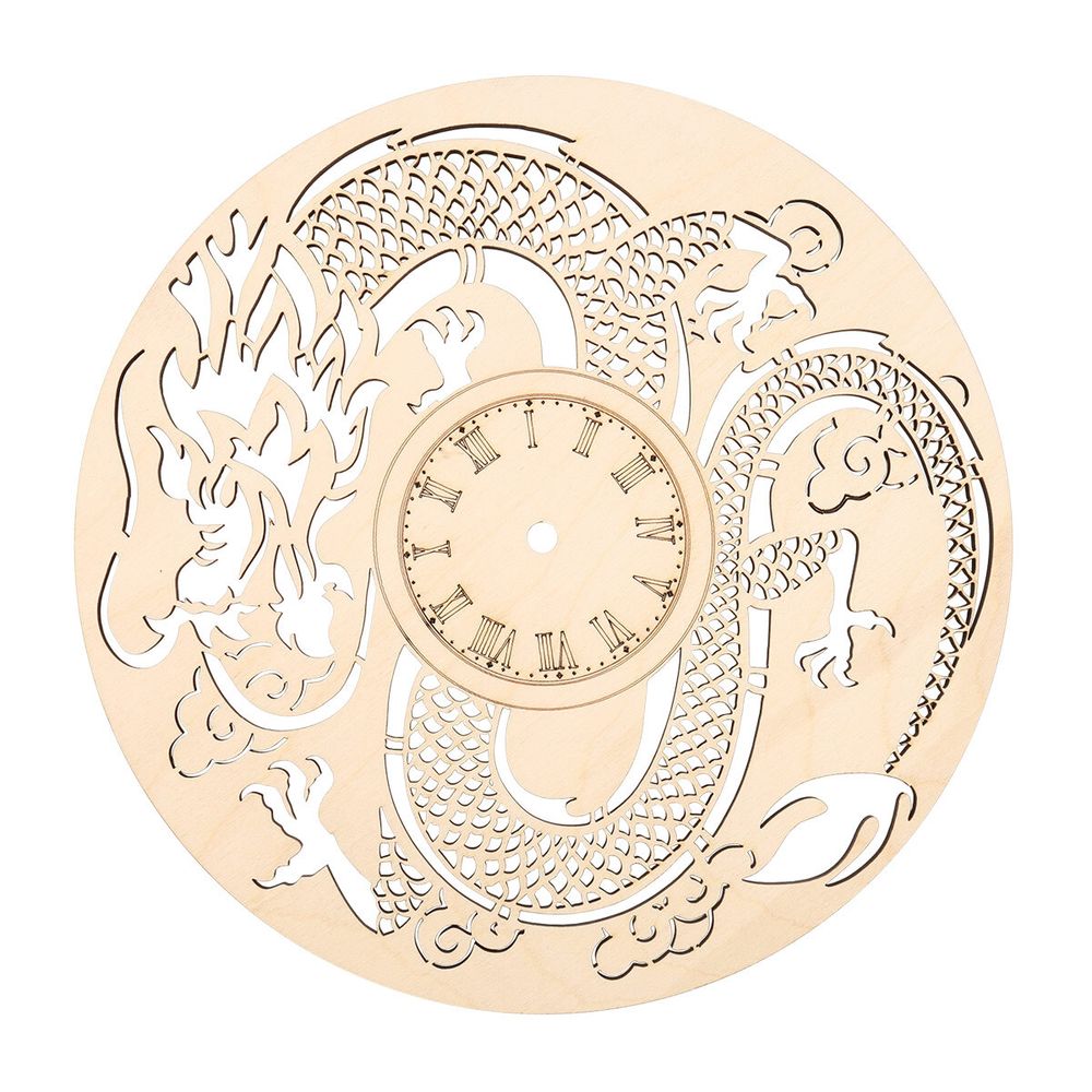 Деревянная заготовка Циферблат для часов с римскими цифрами Дракон d25см, L-2319 Astra&amp;Craft