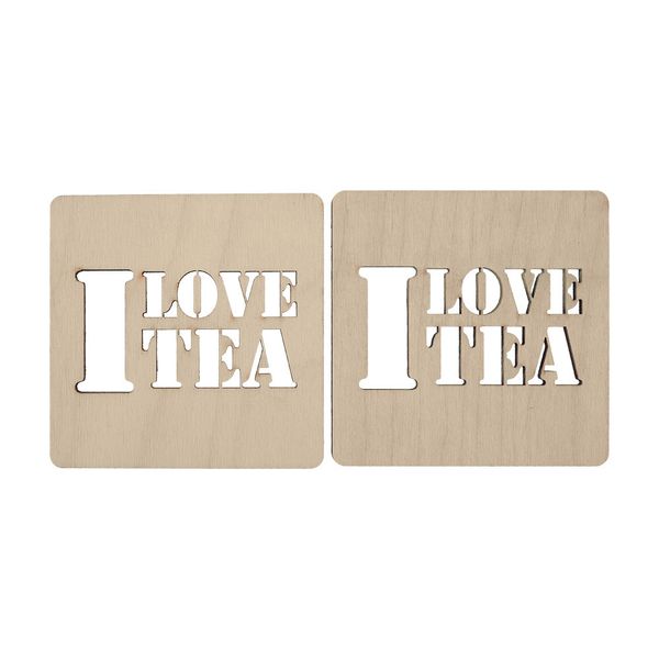 Заготовка из фанеры Подставка под горячее, 8.5х8.5 см, 2 шт, I love tea, ВД-297 Mr.Carving