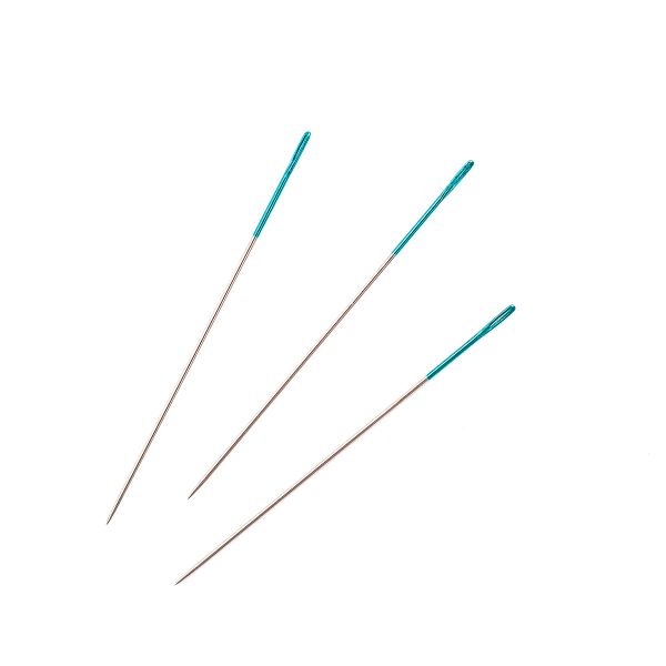 Иглы ручные для вышивания с цветным ушком, №11, серебро/голубой, 6 шт, Pony