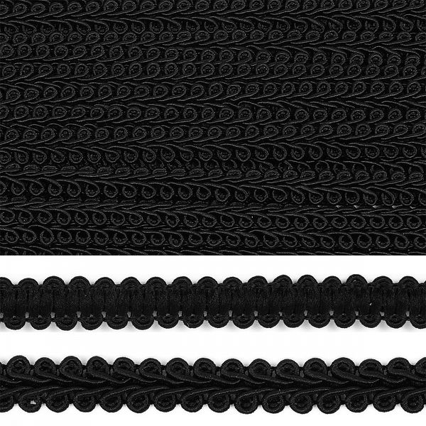 Тесьма Шанель плетеная 8 мм, 0384-0017 цв.черный уп.9м